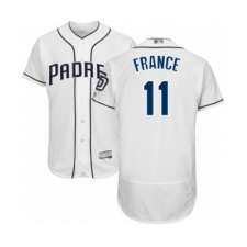 Men's San Diego Padres #11 Ty France White Home Flex Base Authentic Collection Baseball Player Jersey