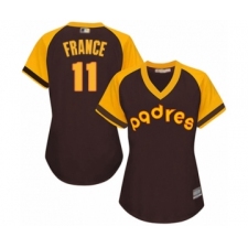 Women's San Diego Padres #11 Ty France Authentic Brown Alternate Cooperstown Cool Base Baseball Player Jersey