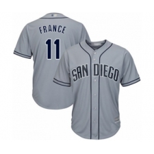 Women's San Diego Padres #11 Ty France Authentic Grey Road Cool Base Baseball Player Jersey