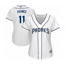 Women's San Diego Padres #11 Ty France Authentic White Home Cool Base Baseball Player Jersey