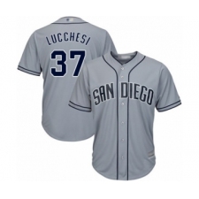 Men's San Diego Padres #37 Joey Lucchesi Authentic Grey Road Cool Base Baseball Player Jersey