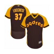 Men's San Diego Padres #37 Joey Lucchesi Brown Alternate Flex Base Authentic Collection Baseball Player Jersey
