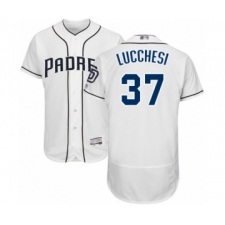 Men's San Diego Padres #37 Joey Lucchesi White Home Flex Base Authentic Collection Baseball Player Jersey