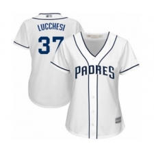 Women's San Diego Padres #37 Joey Lucchesi Authentic White Home Cool Base Baseball Player Jersey