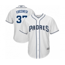 Youth San Diego Padres #37 Joey Lucchesi Authentic White Home Cool Base Baseball Player Jersey