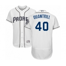 Men's San Diego Padres #40 Cal Quantrill White Home Flex Base Authentic Collection Baseball Player Jersey