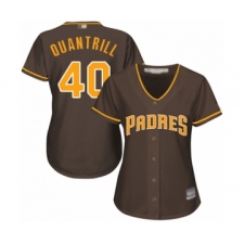 Women's San Diego Padres #40 Cal Quantrill Authentic Brown Alternate Cool Base Baseball Player Jersey
