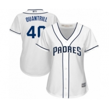 Women's San Diego Padres #40 Cal Quantrill Authentic White Home Cool Base Baseball Player Jersey