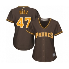 Women's San Diego Padres #47 Miguel Diaz Authentic Brown Alternate Cool Base Baseball Player Jersey