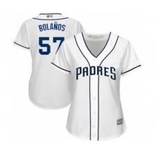 Women's San Diego Padres #57 Ronald Bolanos Authentic White Home Cool Base Baseball Player Jersey