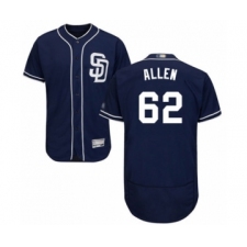 Men's San Diego Padres #62 Austin Allen Navy Blue Alternate Flex Base Authentic Collection Baseball Player Jersey