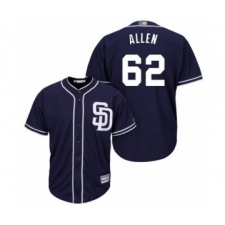 Youth San Diego Padres #62 Austin Allen Authentic Navy Blue Alternate 1 Cool Base Baseball Player Jersey