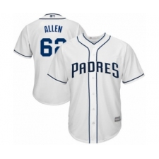 Youth San Diego Padres #62 Austin Allen Authentic White Home Cool Base Baseball Player Jersey