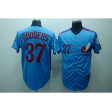 Mitchell and Ness Expos #37 Steve Rogers Blue Stitched Throwback Baseball Jersey