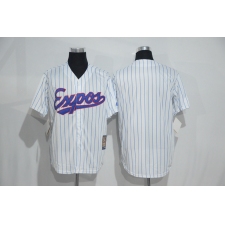 Mitchell And Ness Montreal Expos Blank White Strip Throwback Stitched Baseball Jersey
