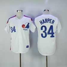 Mitchell And Ness Montreal Expos #34 Bryce Harper White Throwback Stitched MLB Jersey