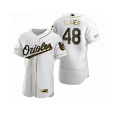 Men's Baltimore Orioles #48 Richard Bleier Nike White Authentic Golden Edition Jersey