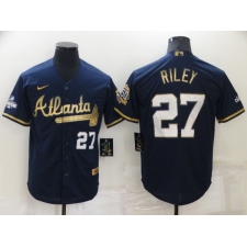Men's Atlanta Braves #27 Austin Riley Navy 2022 Gold Program Authentic Player Jersey