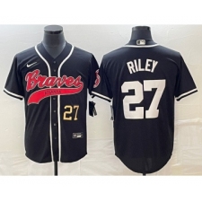 Men's Atlanta Braves #27 Austin Riley Number Black Cool Base Stitched Baseball Jersey