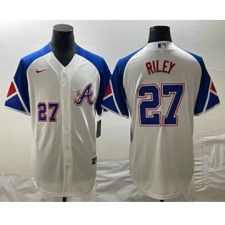 Men's Atlanta Braves #27 Austin Riley Number White 2023 City Connect Cool Base Stitched Jerseys