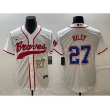 Men's Atlanta Braves #27 Austin Riley Number White Cool Base Stitched Baseball Jersey