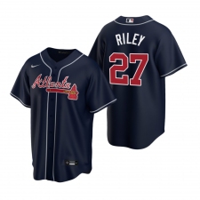 Men's Nike Atlanta Braves #27 Austin Riley Navy Alternate Stitched Baseball Jersey