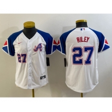 Youth Atlanta Braves #27 Austin Riley Number White 2023 City Connect Cool Base Stitched Jerseys