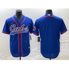 Men's Chicago Cubs Blank Blue Cool Base Stitched Baseball Jersey