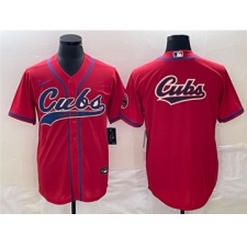 Men's Chicago Cubs Red Team Big Logo Cool Base Stitched Jersey