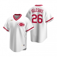 Men's Nike Cincinnati Reds #26 Raisel Iglesias White Cooperstown Collection Home Stitched Baseball Jersey