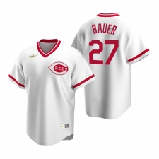 Men's Nike Cincinnati Reds #27 Trevor Bauer White Cooperstown Collection Home Stitched Baseball Jersey
