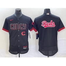 Men's Cincinnati Reds Blank Black 2023 City Connect Flex Base Stitched Jersey 1