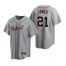 Men's Nike Detroit Tigers #21 JaCoby Jones Gray Road Stitched Baseball Jersey