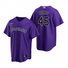 Men's Nike Colorado Rockies #45 Scott Oberg Purple Alternate Stitched Baseball Jersey
