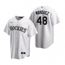 Men's Nike Colorado Rockies #48 German Marquez White Home Stitched Baseball Jersey