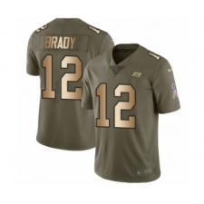 Men's Tampa Bay Buccaneers #12 Tom Brady Olive Gold Limited 2017 Salute To Service Jersey