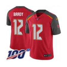 Youth Tampa Bay Buccaneers #12 Tom Brady Red Team Color Vapor Untouchable Limited Player 100th Season Football Jersey