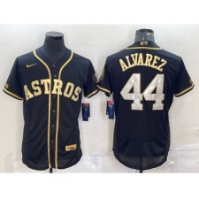 Men's Houston Astros #44 Yordan Alvarez Black Gold Flex Base Stitched Jersey