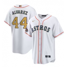 Men's Houston Astros #44 Yordan Alvarez Nike White Gold 2023 Gold Collection Replica Player Jersey