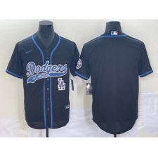 Men's Los Angeles Dodgers Black Blank Cool Base Stitched Baseball Jersey1