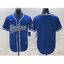 Men's Los Angeles Dodgers Blue Blank Cool Base Stitched Baseball Jersey