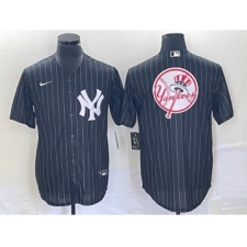 Men's New York Yankees Blank Black Pinstripe Cool Base Stitched Baseball Jersey2