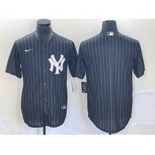 Men's New York Yankees Blank Black Pinstripe Cool Base Stitched Baseball Jersey