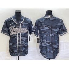 Men's New York Yankees Blank Gray Camo Cool Base Stitched Baseball Jersey
