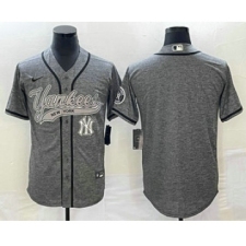 Men's New York Yankees Blank Grey Gridiron Cool Base Stitched Baseball Jerseys