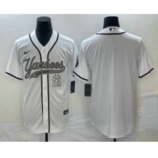 Men's New York Yankees Blank White Cool Base Stitched Baseball Jersey