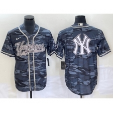 Men's New York Yankees Gray Camo Team Big Logo Cool Base Stitched Baseball Jersey