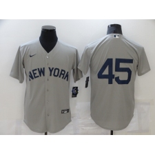 Men's New York Yankees #45 Gerrit Cole Gray Game 2021 Field of Dreams Jersey