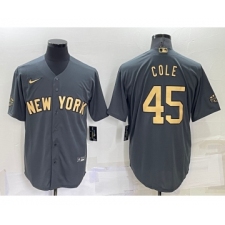 Men's New York Yankees #45 Gerrit Cole Grey 2022 All Star Stitched Cool Base Nike Jersey