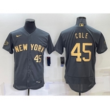 Men's New York Yankees #45 Gerrit Cole Number Grey 2022 All Star Stitched Flex Base Nike Jersey